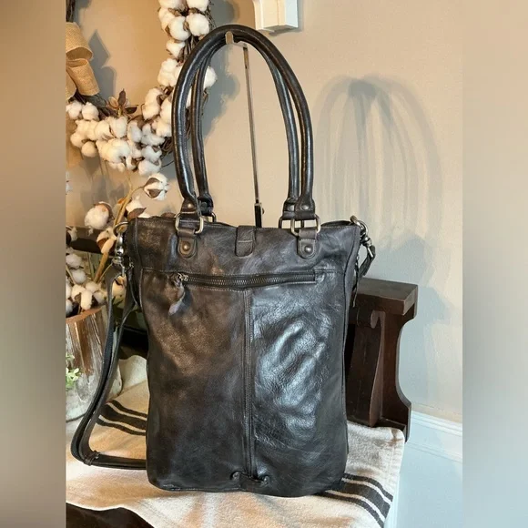 NWT Bed Stu Leather Mildred Tote Shoulder Crossbody Bag Black DD Retail $ 325